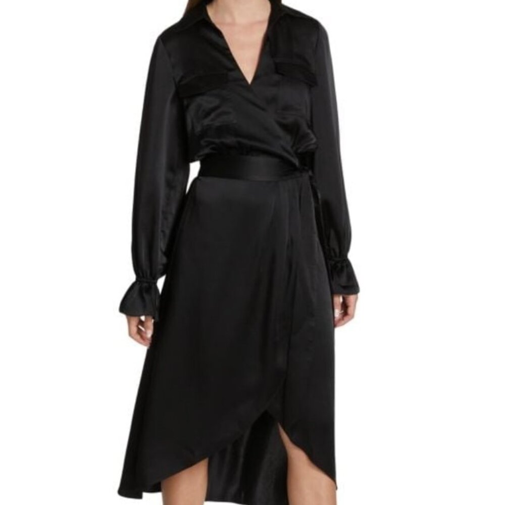 SAKS OFF 5TH Laney Satin Wrap Dress